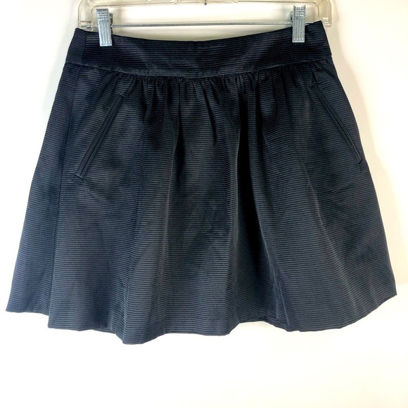 Banana Republic black shine Faille ribbed banded pleated mini skirt 4P - Picture 1 of 11